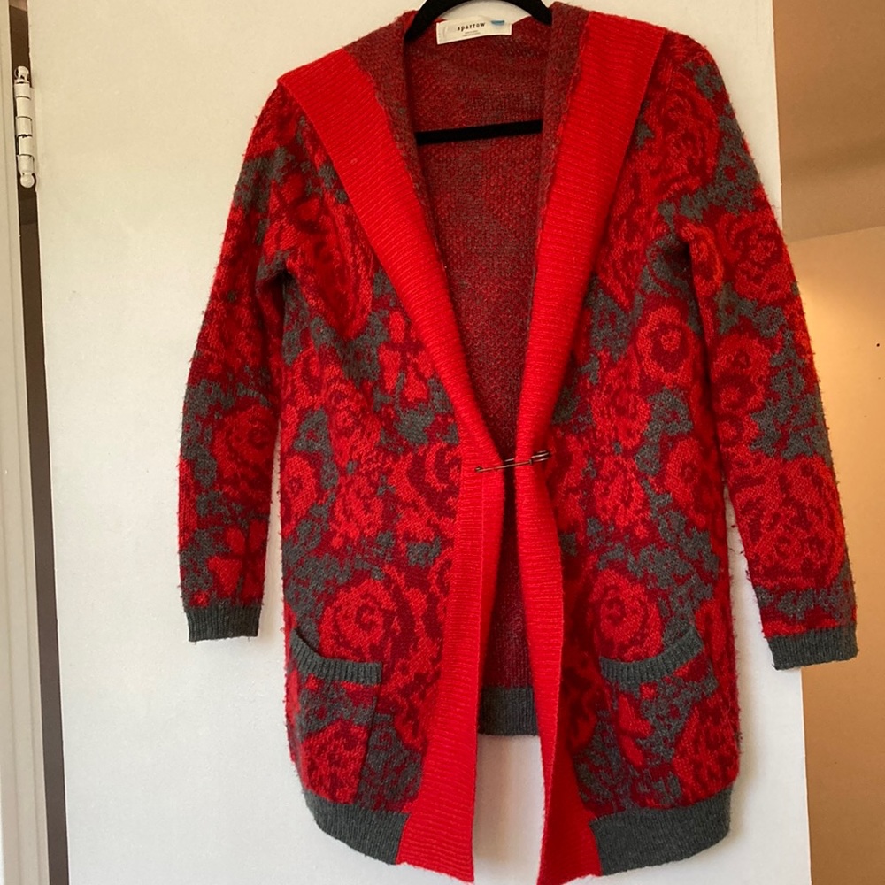 Long hooded cardigan